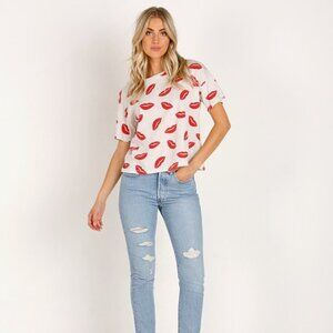LNA Clothing Kiss Boxy Crew Tee White